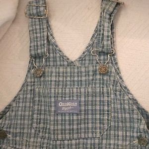 Vintage Oshkosh 3T overall blue plaid cotton shorts